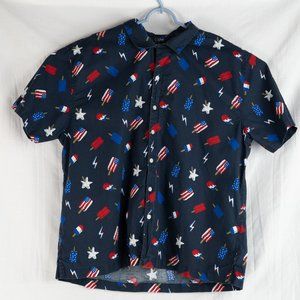 City Streets American Popsicle 4th of July Short Sleeve Blue Shirt Sz XXL
